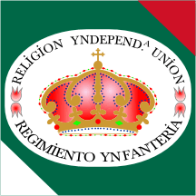 [Detail of the Regimiento de 
L&iacute;nea Provincial de PUebla flag]